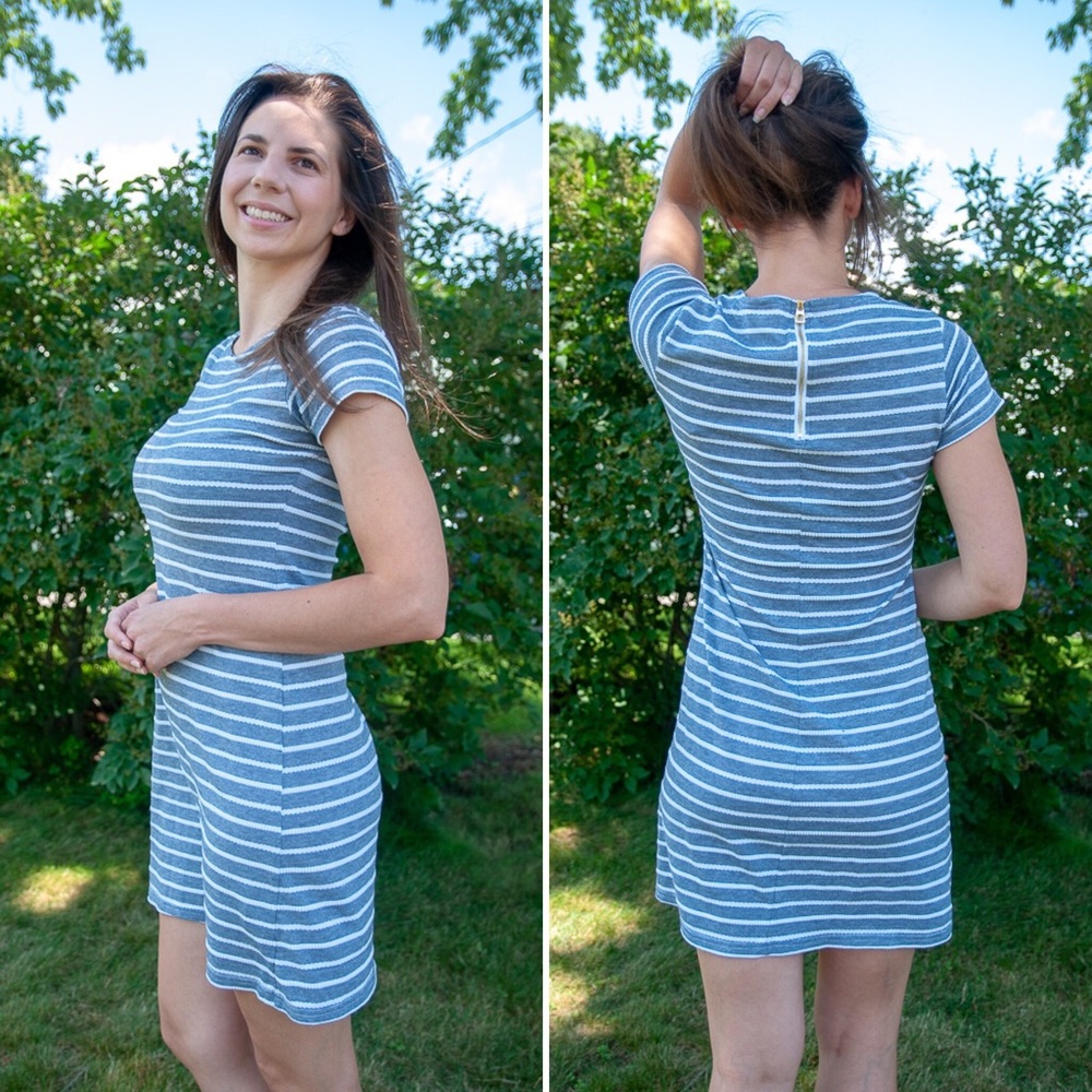 Sail to Sable Blue and White Stripe Dress